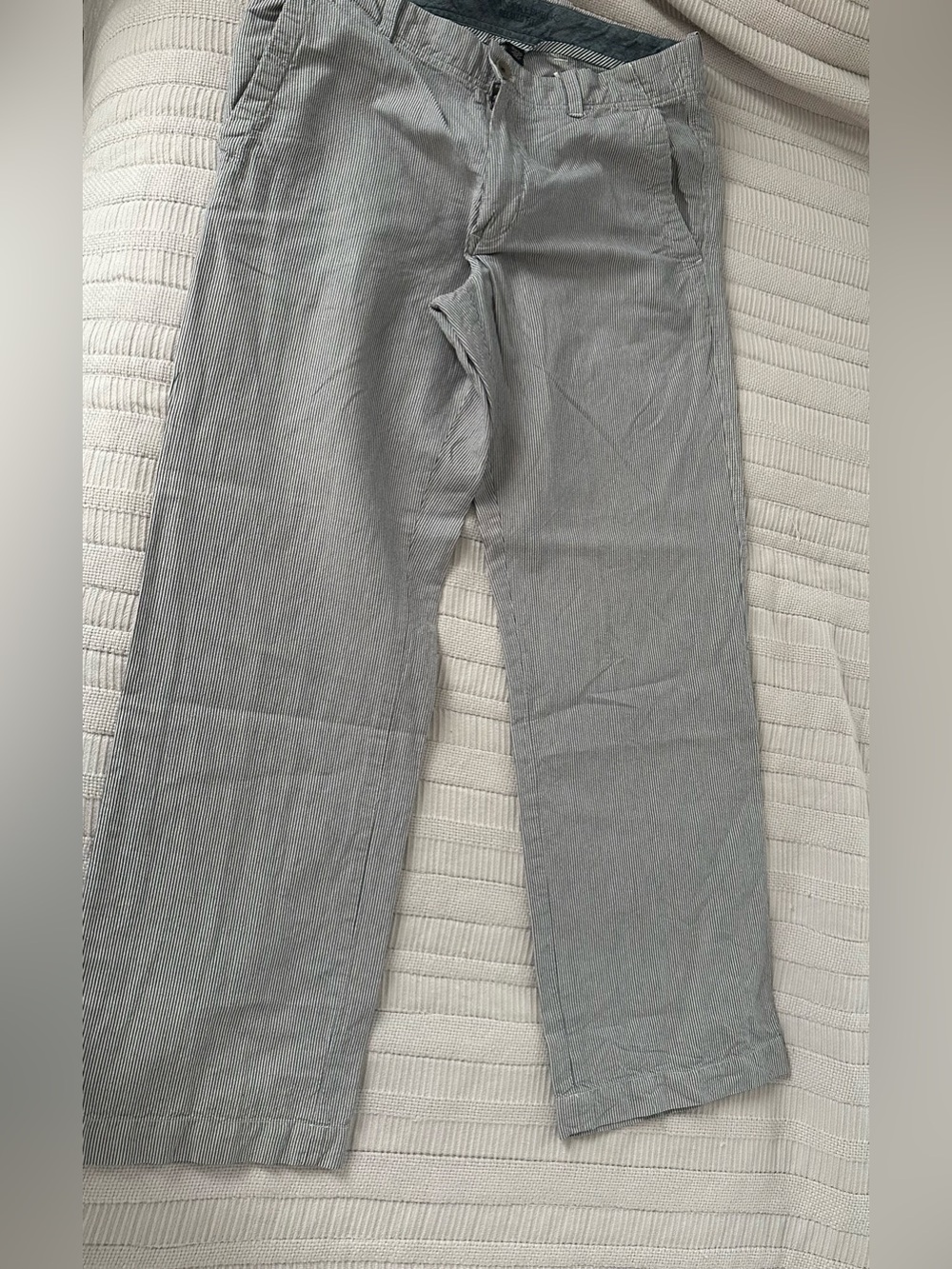 Banana Republic Light Gray Pinstripe Relaxed Fit Pants